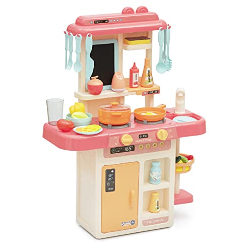 Cozinha Infantil Brinquedo Com Água Luz Som Fumaça 42 Peças BH STORE (Rosa)