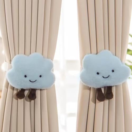 Okaywork 2 Piezas Alzapaños Cortinas, Sujeta Cortinas, Abrazaderas Cortinas, Hebilla de Cortina de Dibujos Animados, Alzapaños para Habitación de los Niños (Nubes)