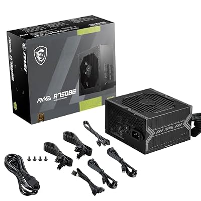 MSI MAG A750BE, Semi-Modular Compact 750W ATX Power Supply, 80+ Bronze, Low-Noise Fan, Active PFC Design,