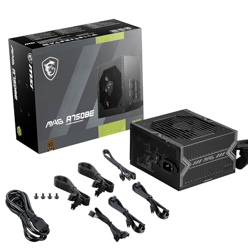 MSI MAG A750BE, Semi-Modular Compact 750W ATX Power Supply, 80+ Bronze, Low-Noise Fan, Active PFC Design, 5 Year Warranty by msi - Used condition - Image 3
