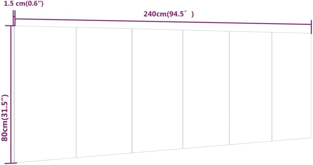 vidaXL Wall Headboard White 94.5x0.6x31.5 Engineered Wood