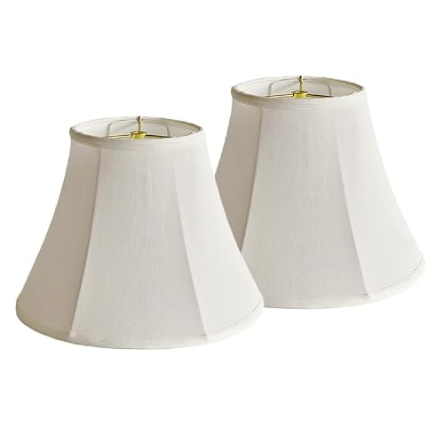 zlamxf Bell Lamp Shades Set of 2, 6.7" x 13" x 9.5" Replacement Lampshades for Table & Floor Lamp, Natural Linen Hand Crafted Lamp Shades for Bedroom, Living Room (White, Meduim Bell-2Pack)