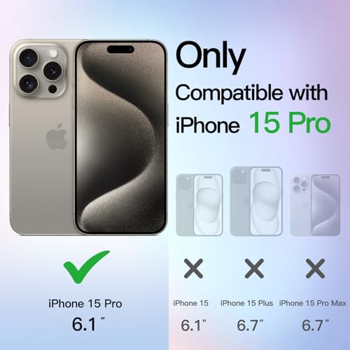 JETech Glitter Case for iPhone 15 Pro 6.1-Inch, Bling Sparkle Shockproof Phone Bumper Cover, Cute Sparkly for Women and Girls (Clear)