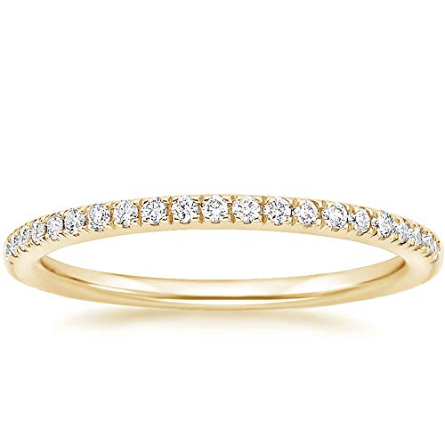 EAMTI 2mm 14K Gold Plated Wedding Band Cubic Zirconia Half Eternity Stackable Engagement Ring Size 5.5