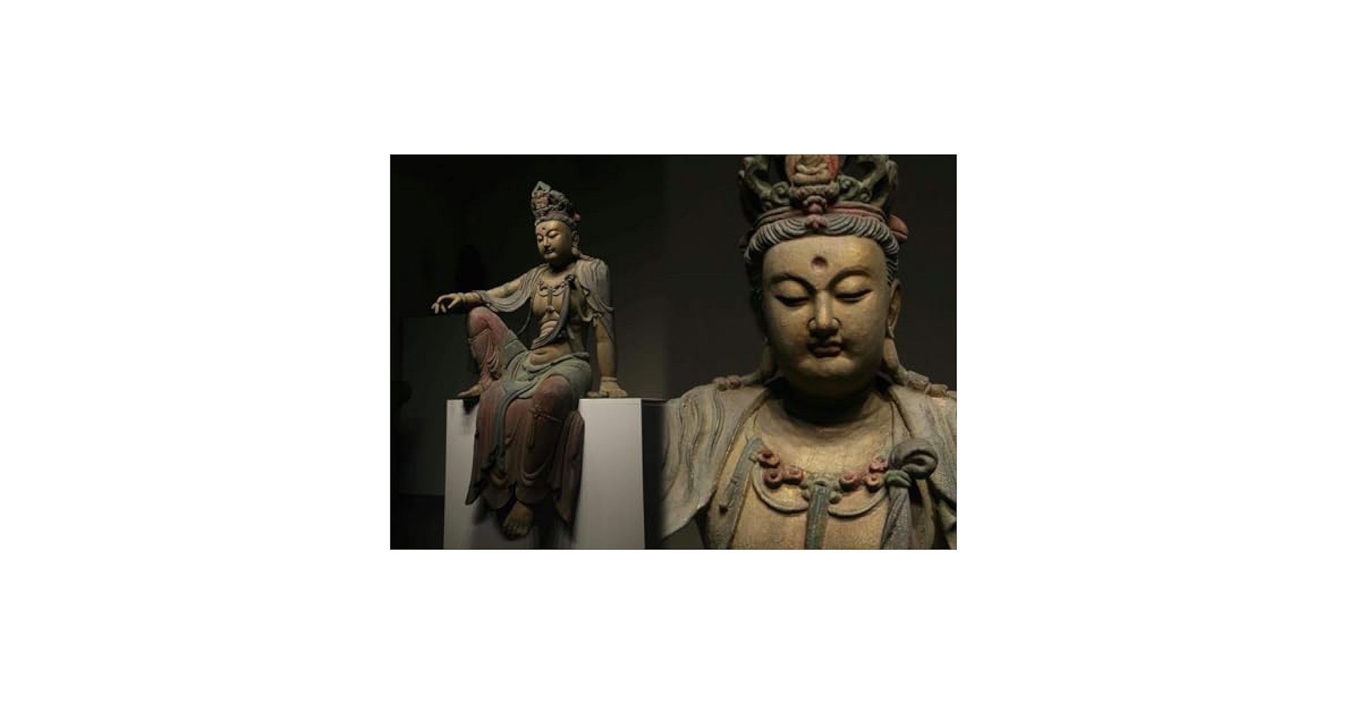 Amazon.co.jp: 羽彰古美術A5464明時代 楠木彫自在菩薩 楠木細密