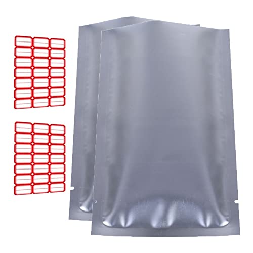 FWKTG 50 Pièces Sac Refermable, Sacs de Thermoscellage en Feuille de D'aluminium Poche d'emballage Alimentaire en Vrac - Sac en (Blanco : Silver, Size : 22x30cm)