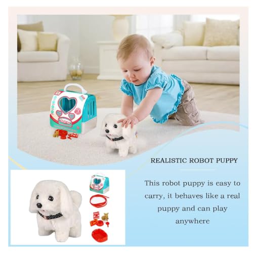 Cachorro robot peluche electrónico interactivo con movimiento de cola para niños y mayores 6