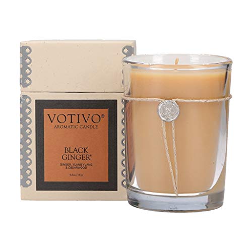 Votivo 6.8Oz Aromatic Soy Blend Highly Fragranced Home Decor Jar Candle-Black Ginger #TOP25