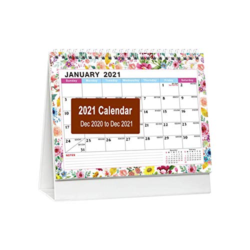 ZLY Desk Calendar 2021, Standing Flip Monthly Office Desktop Calendar from Dec 2020 to Dec 2021(8x6 inches, 1 Packï¼‰