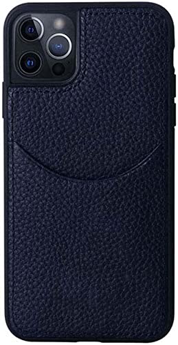Coque cuir iPhone 14 Plus chic motif litchi bleu protection appareil photo