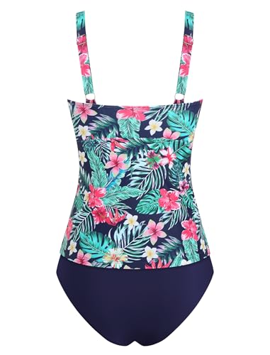 Image of ZAFUL Tankini Swimsuits for Women Tummy Control High Waisted Twist Front Ruched Two Piece Bathing Suit