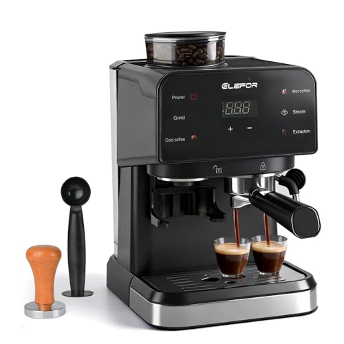 Elefor Espresso Machine 20 Bar, Coffee Maker with grinder Black