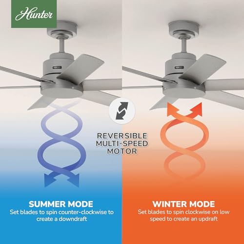 Image of Hunter Kennicott, Outdoor or Indoor, Ceiling Fan, 44 inch, Matte Silver
