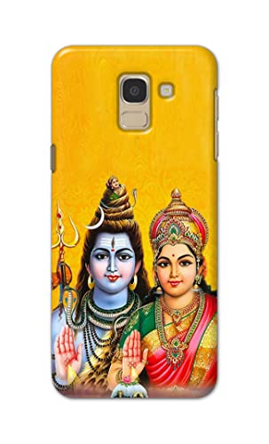 Image of PRINTFIDAA Lord Shiva Parvati Yellow Background Printed Designer Hard Back Case Cover for Samsung Galaxy J6 (2018) (5.6 inch) / Samsung On 6 (2018), J600F / DS -(SF) MVN1008