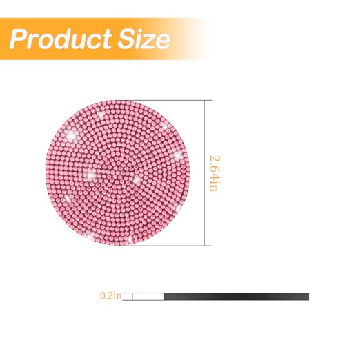 Image of Osilly Bling Car Cup Holder Coaster, 2 Pack Crystal Rhinestone Anti-Slip Insert Coasters, Universal 2.75 Inch Fashion Automotive Cup Mat, Car Interior Accessories Decor Gifts for Women (Pink)