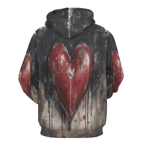 Sweat à capuche imprimé 3D rouge cœur pour rompre la monotonie des pulls classiques - 4