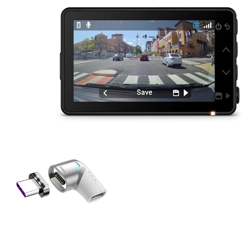 BoxWave Adapter Compatible with Garmin Dash Cam X110 - MagnetoSnap PD Angle Adapter, Magnetic Charging Connector Device Saver - Metallic Silver