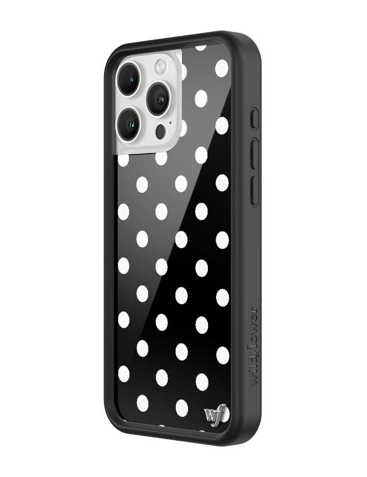 Image of Wildflower Cases - Compatible with iPhone 16 Pro Max | Protective Bumper, 6.5ft Drop Test Certified, Women Owned Small Business | Polka Dot | Black and White