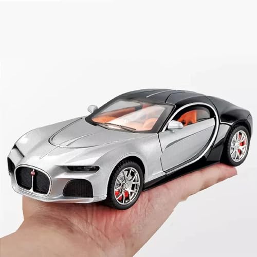 Image of 1:24 Scale Bugatti Toy Car for Kids Atlantic Model Diecast Metal Car for Kids Light Sound Pull Back Openable Door