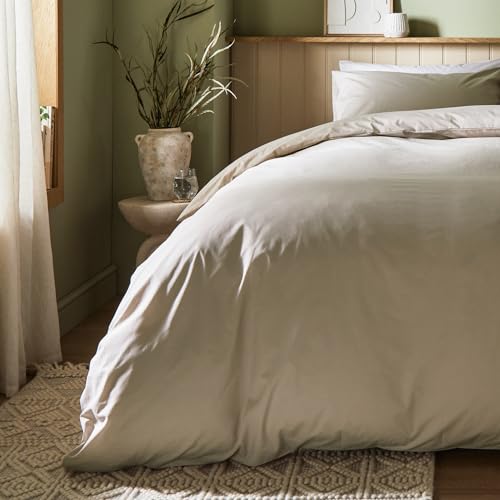 WOOLROOM Arinta Double Duvet Cover Almond Organic Cotton Bed Linen (GOTS Certified) - Hotel/Home Essentials for Clean Better Sleep Naturally Soft Breathable Hypoallergenic Machine Washable