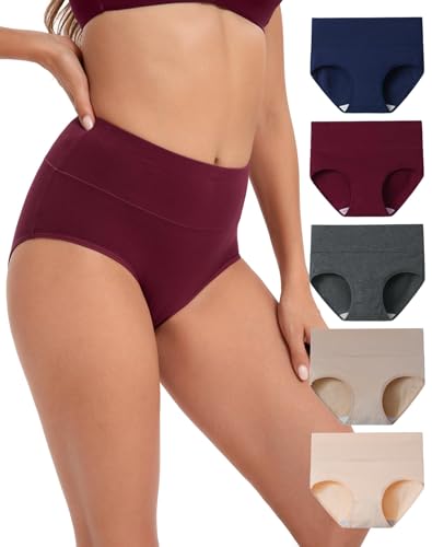 Image of INNERSY Women's Underwear Cotton Soft Underwear High Waisted Breathable Briefs 5 Pack