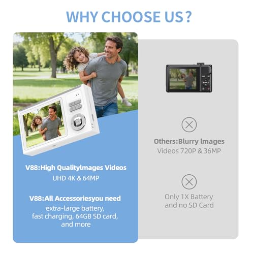 Image of Digital Camera for Kids & Beginners, 4K Digital Camera with 64GB SD Card 16X
