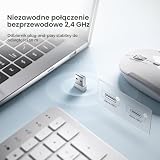 iClever Bezprzewodowa klawiatura i mysz do ponownego ładowania, niemiecki design QWERTZ, bezprzewodowa klawiatura 2,4 GHz z myszką do komputera, laptopa, Smart TV, biała