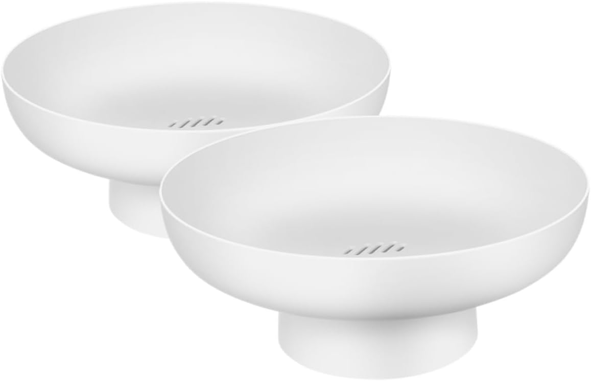 Healifty 2pcs White Mini Footed Fruit Bowls Pedestal Serving Dishes Decorative Appetizer Display Bowls for Kitchen Counter and Party Tabletop Décor