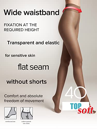 Image of Conte Tights for Sensitive Skin Sheer to Waist Hipster Low-Rise Pantyhose with Adjustable Belt, Top Soft 40 Den