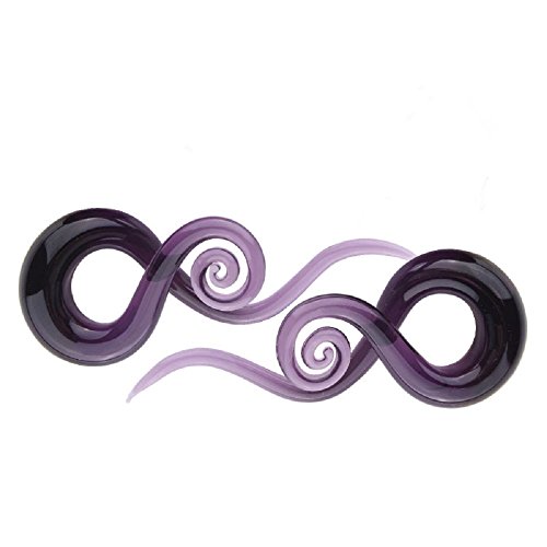 2Pcs Purple Ear Glass Spiral Tapers Plugs Tunnels Expander Gauges Stretching Body Piercings Jewelry (2G(6Mm)) #TOP1