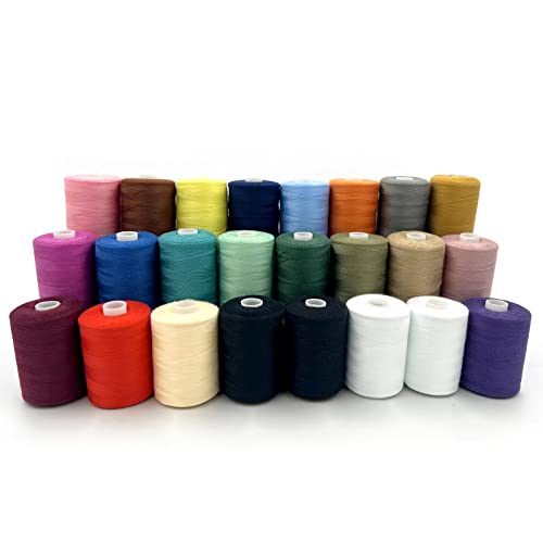 Tortoise 24 Spools Each 1000 Yards Sewing Thread 100% Ployester 40S/2 All Purpose Thread For Sewing 22 Colors Plus 2 White & 2 Black #TOP13