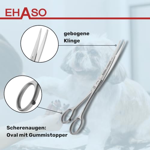 EHASO Gebogene, hochwertige Hundeschere aus Solingen. rostfrei, 19cm matt