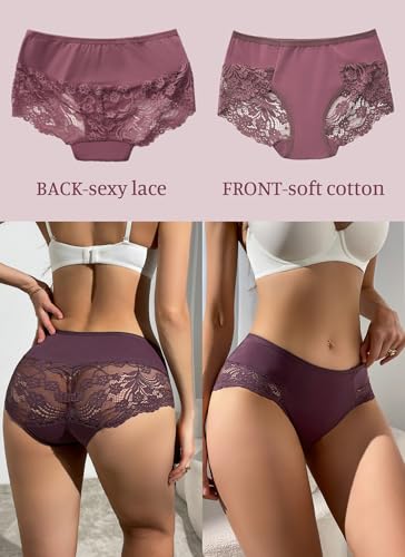Sexy Panties For Women Lacy Underwear Women Cheeky Panties High-Waist Sexy Lace Womens Solid Underpants Pack2