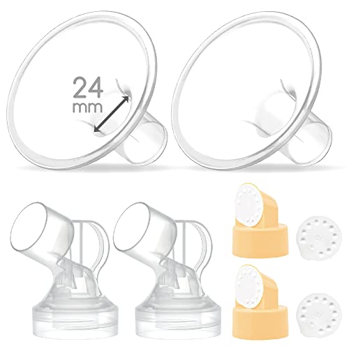 Image of Maymom Pump Parts 2X Detachable Breastshield (24mm) with Valve Membrane and Maymom Connector,Compatible with Medela Breast Pump Parts