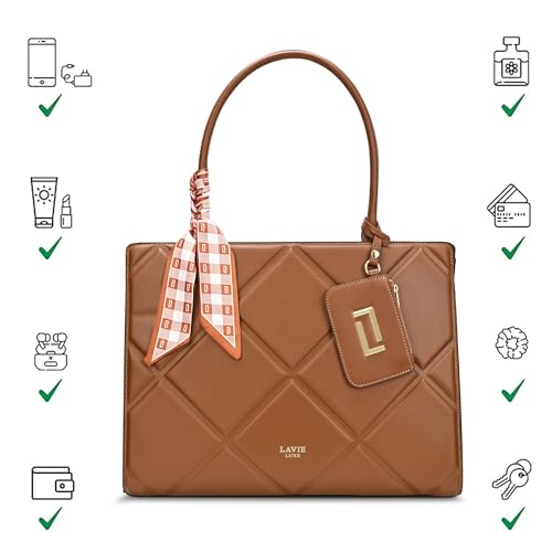 Image of Lavie Luxe Women's Quare26 Extra Large Laptop Satchel Bag | Upto 14 Inch | Satchel Handbag for Work | Ladies Purse | Stylish Shoulder Bag | Gift for Women