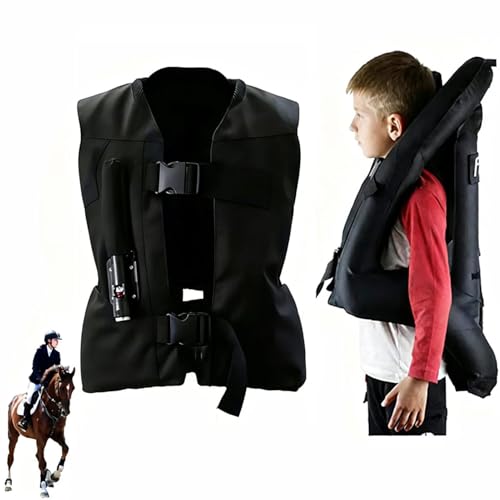Adults Horse Riding Airbag Vest, Adjustable Equestrian Training Professional Shock Absorption Protective Equipment (Black,L)