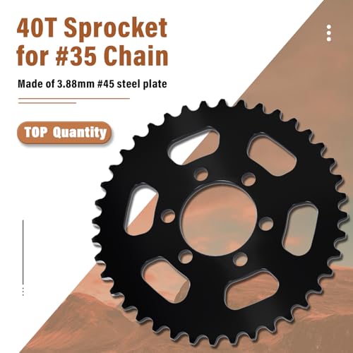 Image of JNDO Mini Bike Sprocket 40 Tooth 35 Chain Rear Sprocket Black Suitable for Coleman ct100 Sprocket Motovox Monster Moto TaoTao GK80 Gas Mega Moto Dirt Bike Go Kart Sprocket