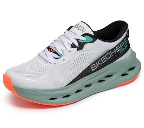 Skechers Men's Max Cushioning Glide Step Advert Hands Free Slip-Ins Sneaker, White/Multi, 11