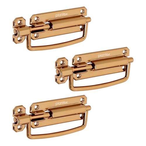 Image of Plantex Door Stopper /5 Inch Baby Latch Kadi /Door Latch for Bathroom /Door Lock for Home /Office Doors - Pack of 3 (Rose Gold)