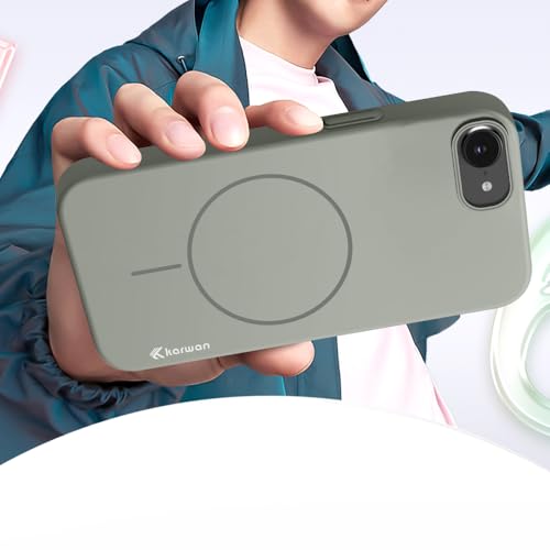 Image of KARWAN Ultra Slim MagEaze Magnetic Matte Finish Back Case Cover Compatible with iPhone 16E N52 Magnetic Ring, Wireless Charging Compatible, Scratch Resistant, Hard PC, Grey
