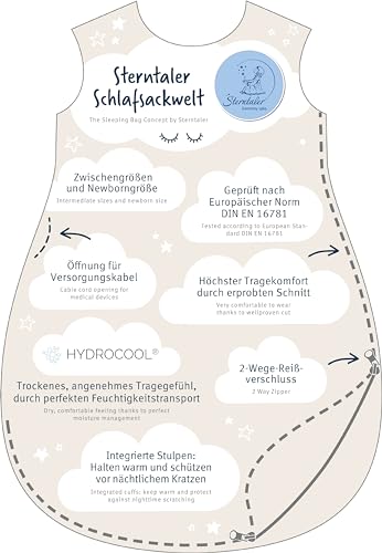 Sterntaler Schlafsack für Kleinkinder, Ganzjährig, Funktionsschlafsack Schaf Stanley, Reißverschluss, Größe: 100, Grau