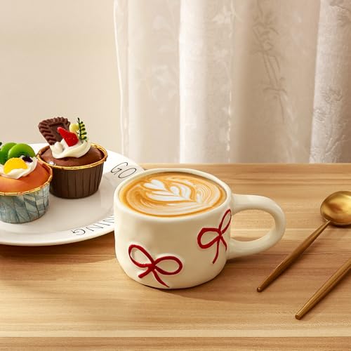 Taza de cerámica roja Koythin Coquette Bow 8.5 oz miniatura 7