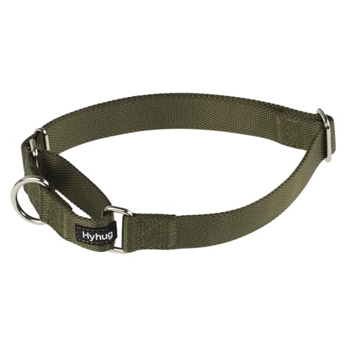 Hyhug Collare a martingala per animali domestici, in nylon resistente, anti-fuga, per cani maschi e femmine, comodo e sicuro, per allenamento professionale, uso quotidiano a piedi. (M, verde militare)