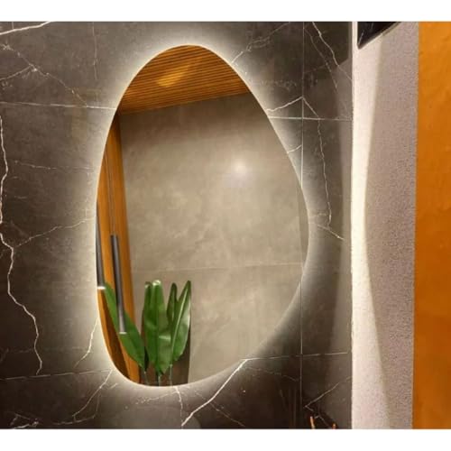 Espelho Orgânico Com LED À PILHA Ou FONTE Decorativo(Luz Fria (sem fio),40x50)