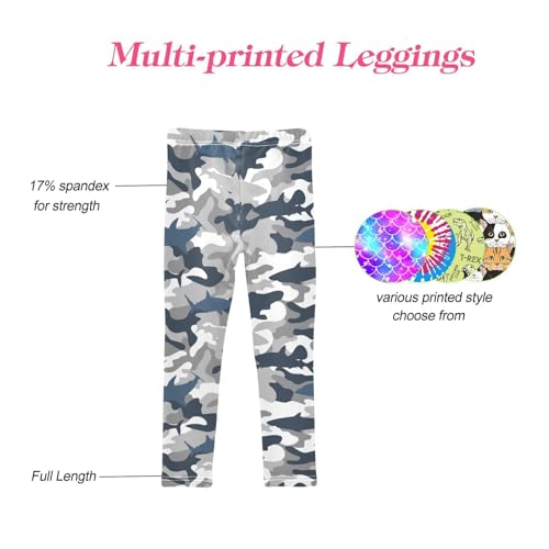 CaTaKu Girls Leggings Camouflage Sharks Leggings for Girls Kids Athletic Workout Yoga Pants Size 4-10T4