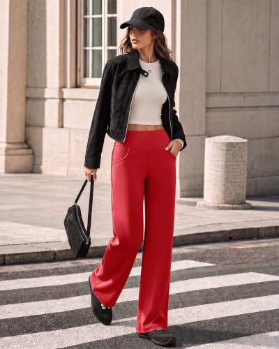 Image of Promover Wide Leg Pants for Woman Yoga Pants with Pockets Stretch