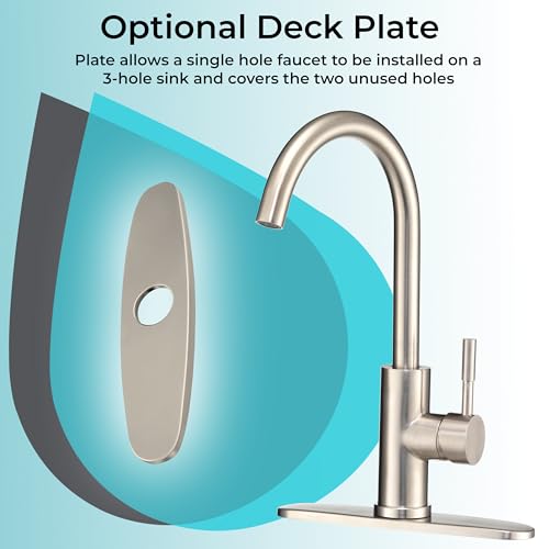 Image of Dura Faucet DF-MK531LK-SN RV Gooseneck Kitchen Faucet (Satin Nickel) | Streamline gooseneck kitchen faucet for RV and camper galleys. Brushed Satin Nickel finish. Easy DIY install.