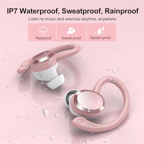 Image of sprtoybat Wireless Earbuds, 2026 New Bluetooth 5.4 Headphones Sport Earphones with 68Hrs Playtime LED Display ENC Noise Cancelling Mic, IPX7 Waterproof Over Ear Ear Buds with Hook for Sports /Running