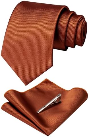 JEMYGINS 3.5" Solid Color Necktie Tie and Pocket Square Set for Men - Various Colors