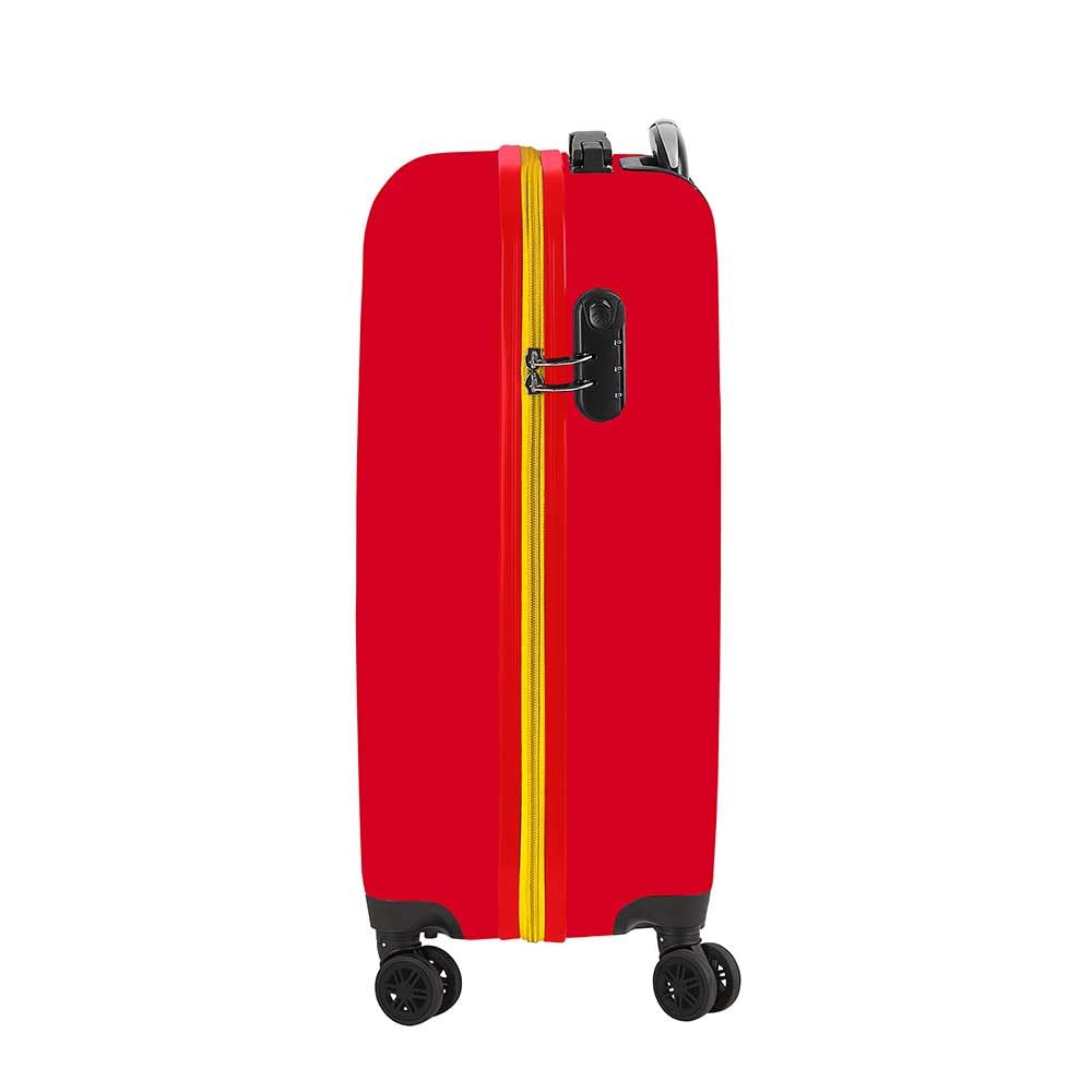 SAFTA | Maleta de Cabina 20″ Selección Española de Fútbol, ABS + PC Resistente, Ruedas Dobles 360º, Asa Telescópica 100 cm 2 Posiciones, Interior Forrado con Separador y Candado, Medidas 34,5x20x55 cm